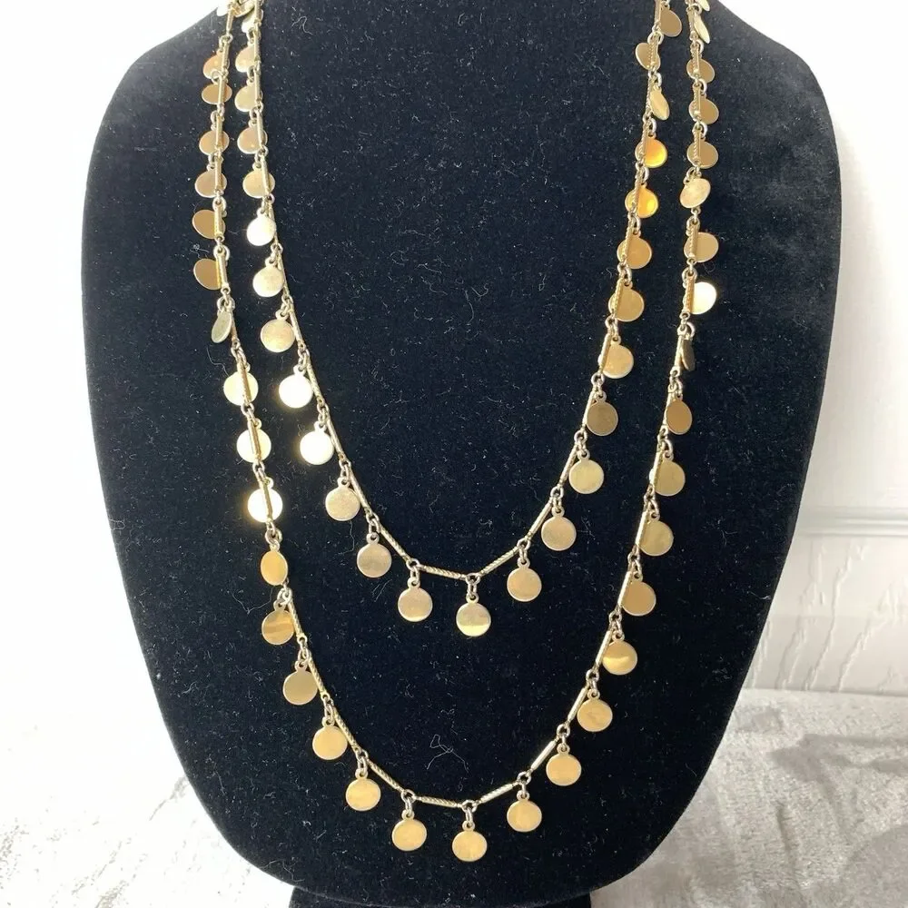 Vintage Vendôme Gold Tone Long Layering Necklace 52 Inch Coin Disc - Picture 5 of 6